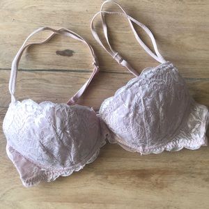 PINK Victoria’s Secret light pink lace Demi bra
